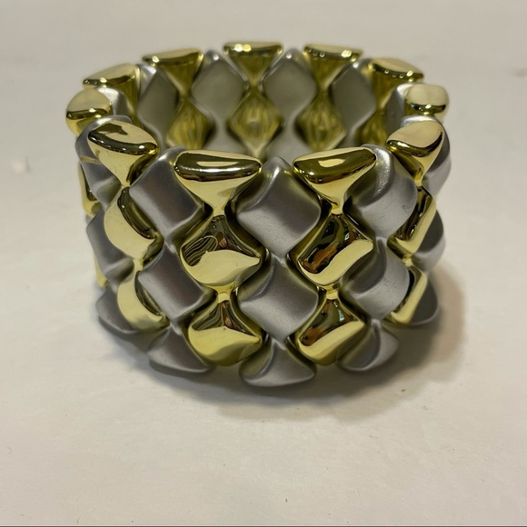 lightweight plastic stretch bracelet gold silver - Picture 2 of 5
